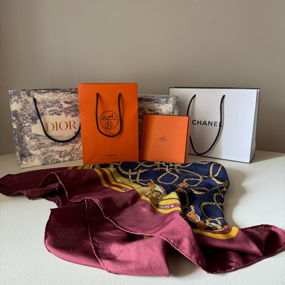 Hermès- Cordelieres Carre 90 Silk Scarf Box Bag